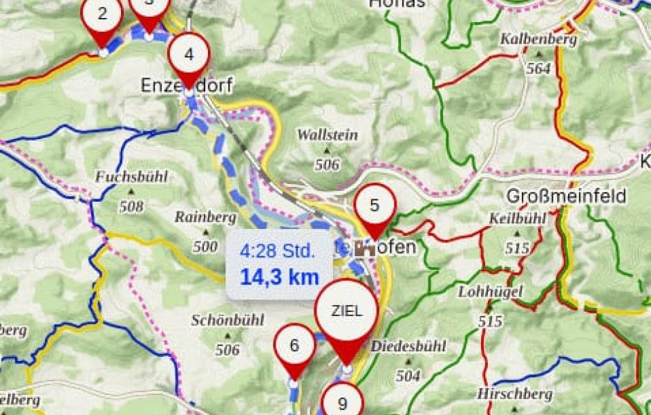 Kartenausschnitt Vorra un Umgebung